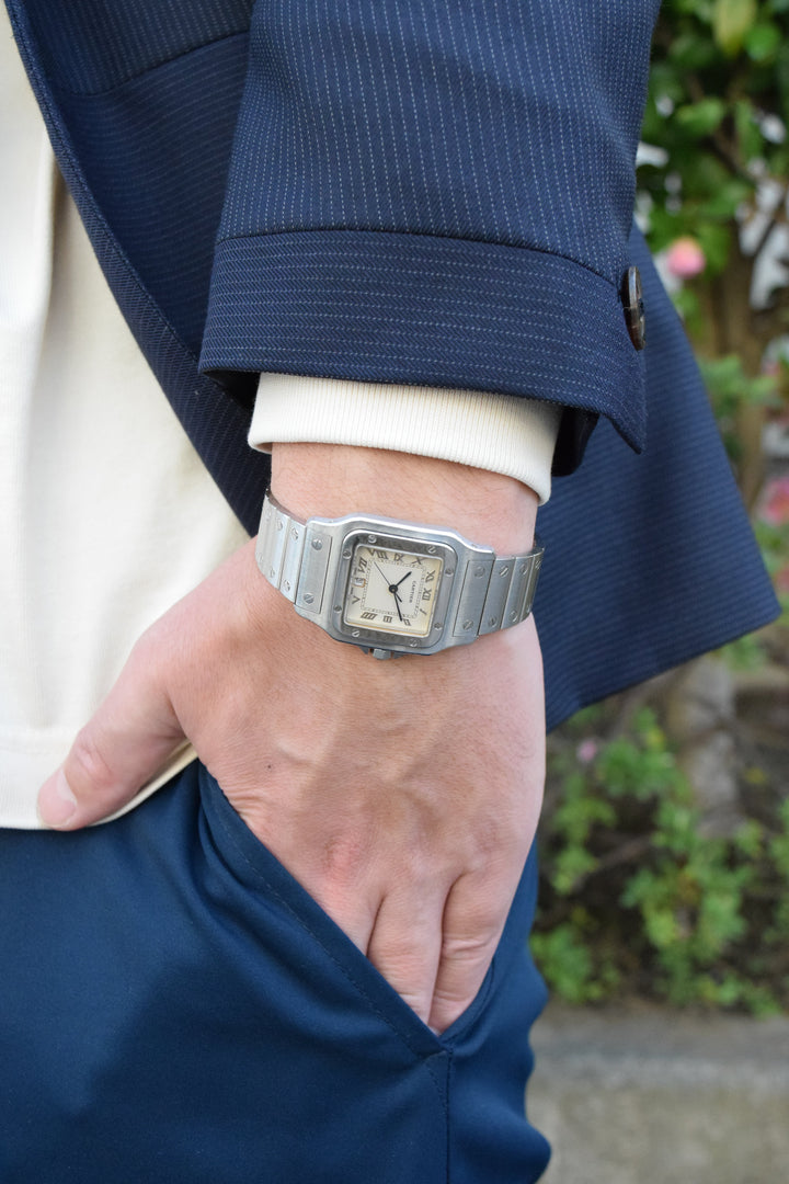 ⭐️未使用級⭐️カルティエ　サントス　ラウンドジップ　銀金具　キャビアスキン　レザー カルティエ/CARTIER サントスガルべ LMサイズ ステンレス Ref