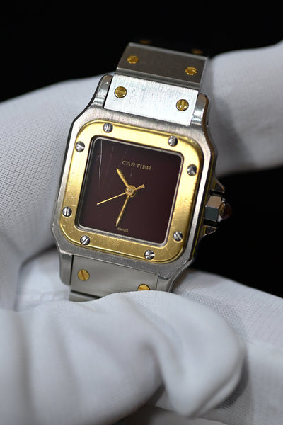 【バックオーダー品】CARTIER カルティエ サントスカレ SMサイズ バーガンディ YGコンビ 自動巻