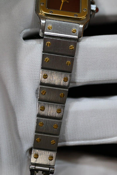 【バックオーダー品】CARTIER カルティエ サントスカレ SMサイズ バーガンディ YGコンビ 自動巻