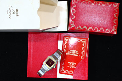 【バックオーダー品】CARTIER カルティエ サントスカレ SMサイズ バーガンディ YGコンビ 自動巻