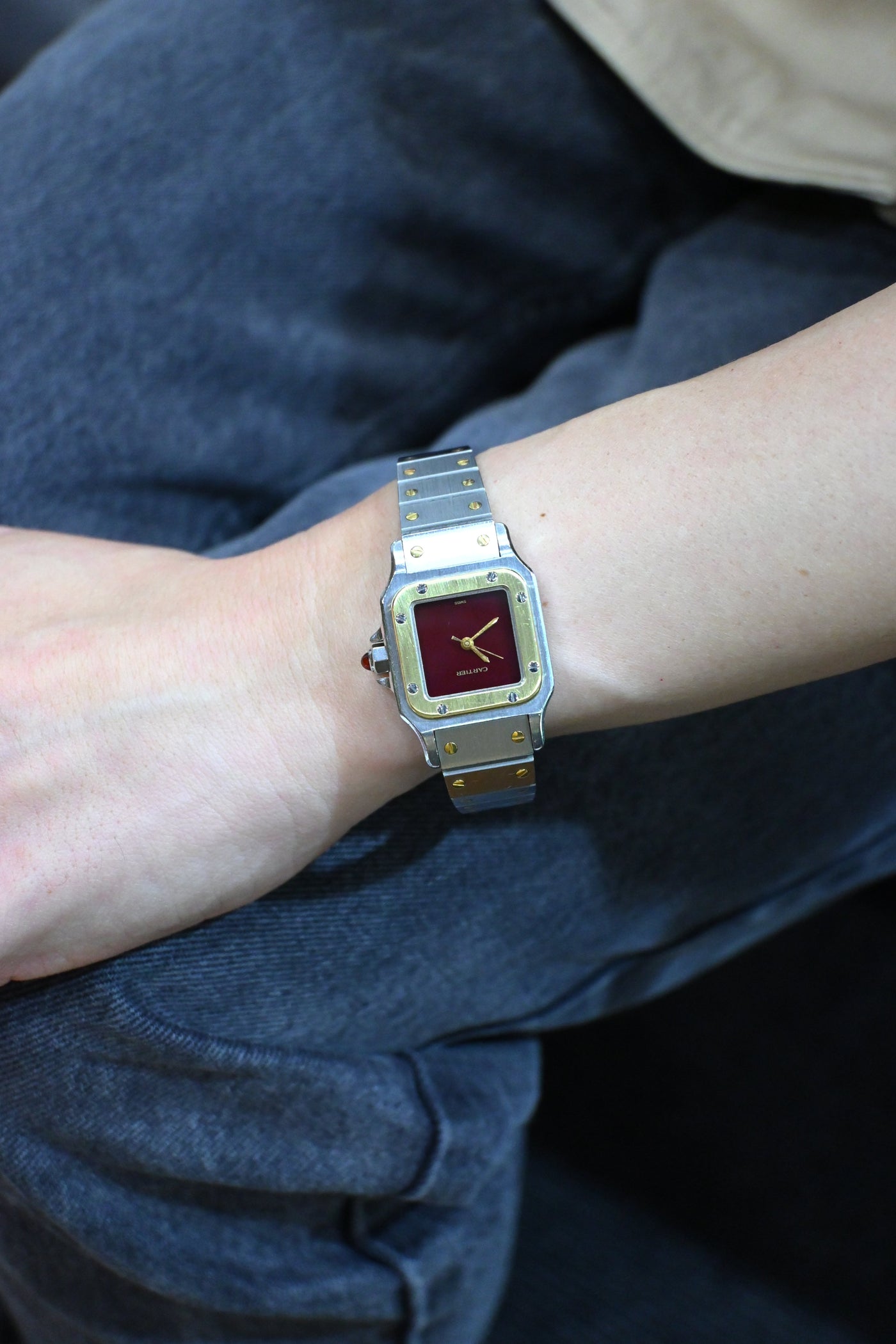 【バックオーダー品】CARTIER カルティエ サントスカレ SMサイズ バーガンディ YGコンビ 自動巻