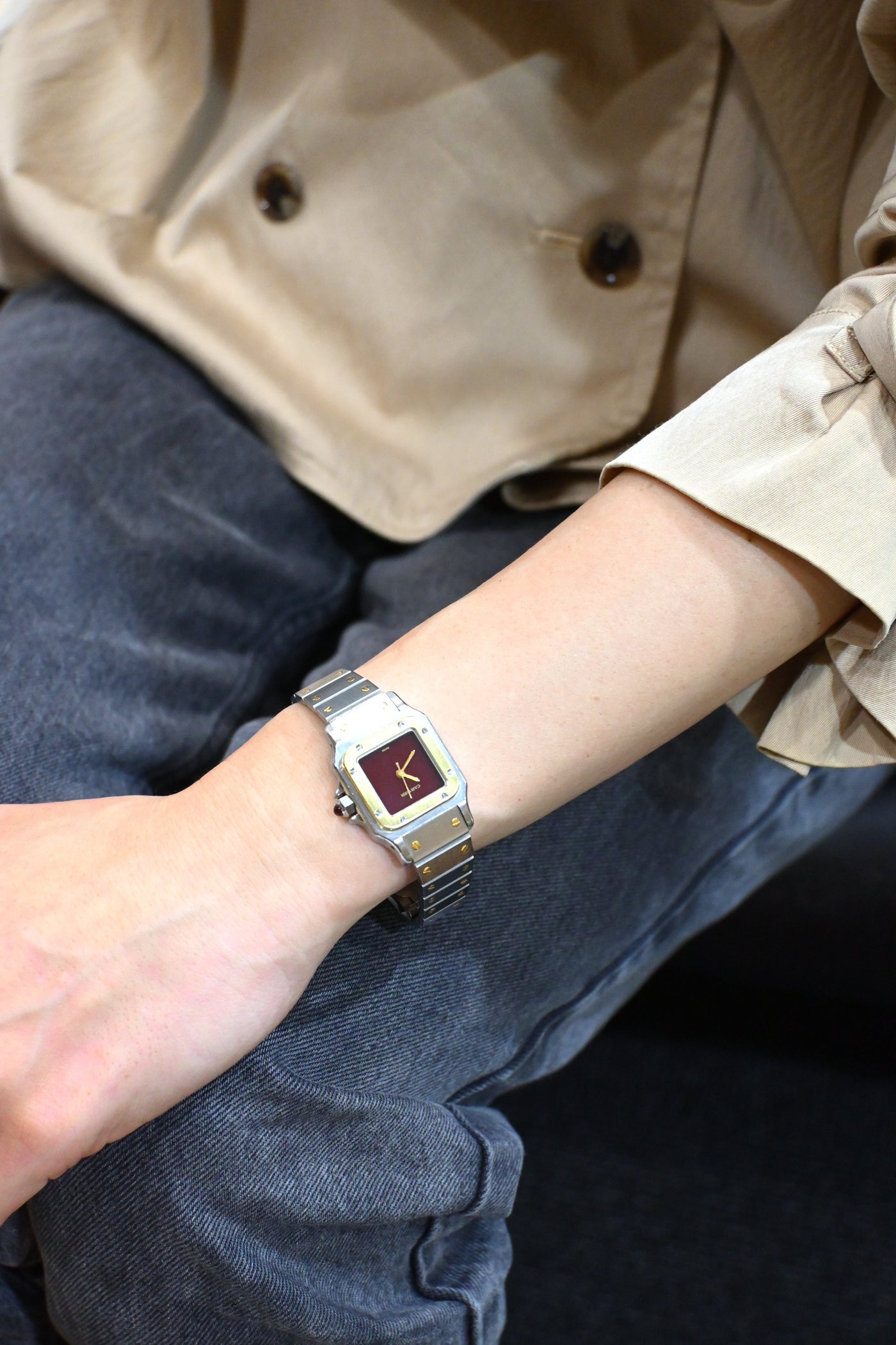 【バックオーダー品】CARTIER カルティエ サントスカレ SMサイズ バーガンディ YGコンビ 自動巻