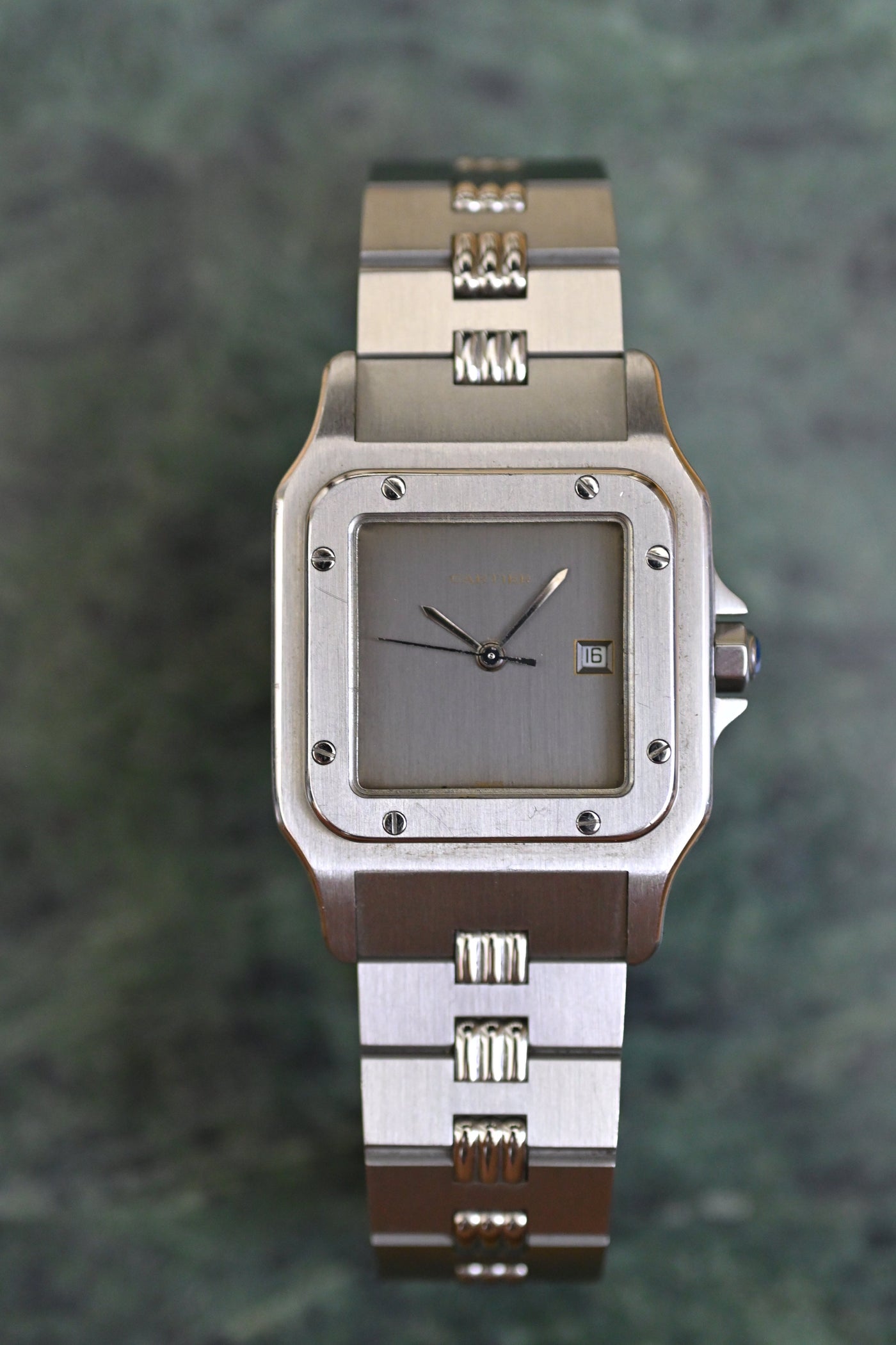 CARTIER カルティエ サントスカレ LMサイズ グレー ゴースト ステンレスモデル ゴドロンブレス Ref.2960 自動巻