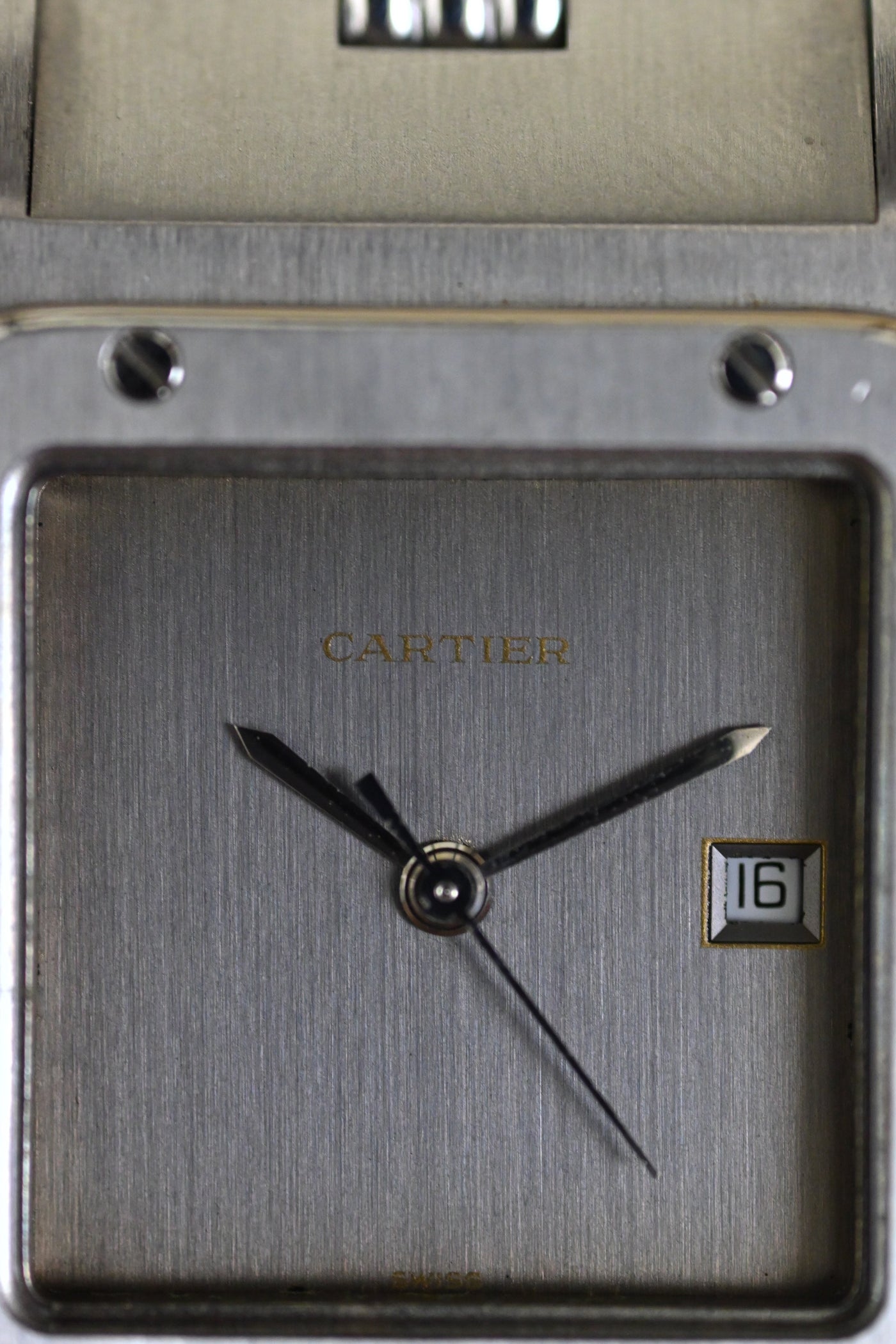 CARTIER カルティエ サントスカレ LMサイズ グレー ゴースト ステンレスモデル ゴドロンブレス Ref.2960 自動巻
