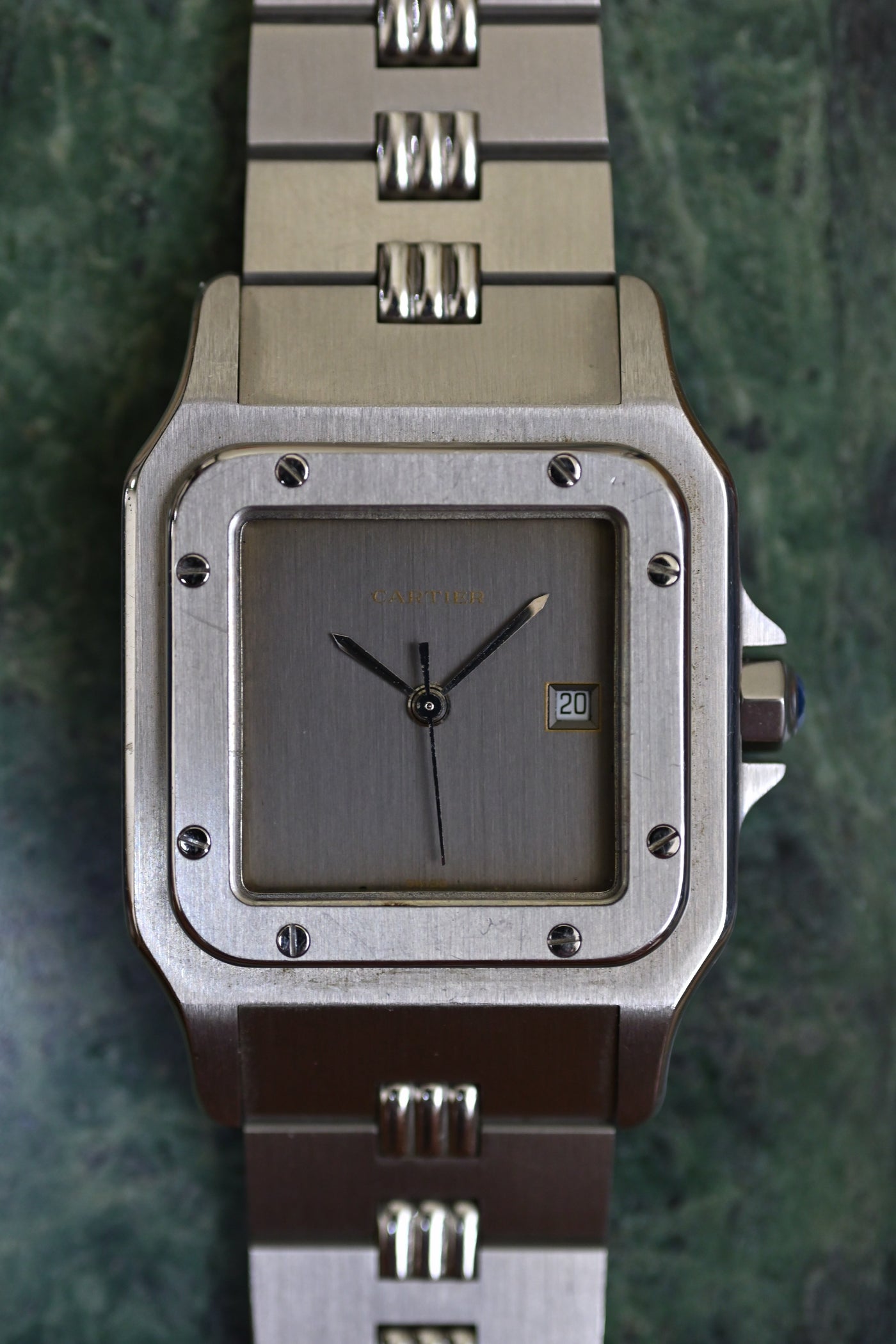 CARTIER カルティエ サントスカレ LMサイズ グレー ゴースト ステンレスモデル ゴドロンブレス Ref.2960 自動巻