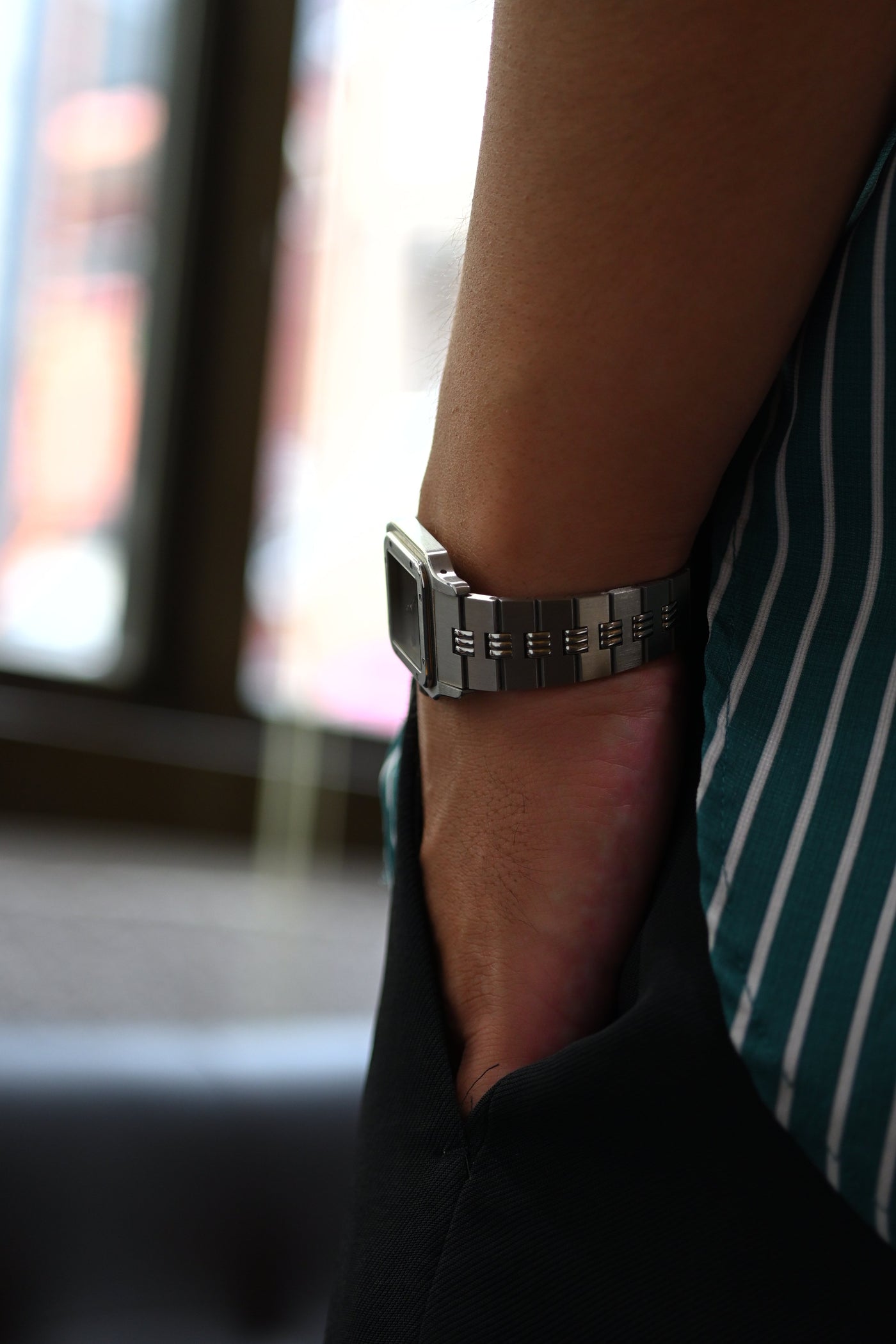 CARTIER カルティエ サントスカレ LMサイズ グレー ゴースト ステンレスモデル ゴドロンブレス Ref.2960 自動巻