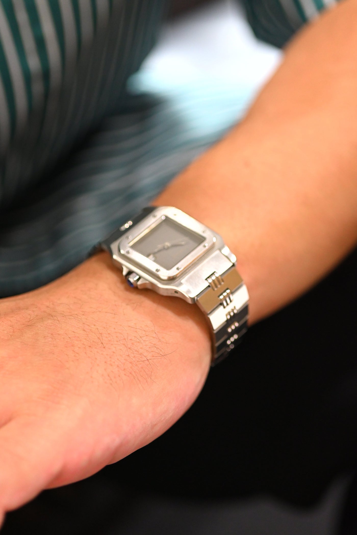 CARTIER カルティエ サントスカレ LMサイズ グレー ゴースト ステンレスモデル ゴドロンブレス Ref.2960 自動巻