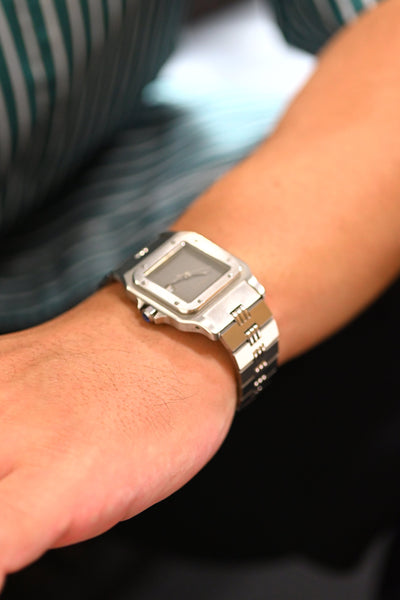 CARTIER カルティエ サントスカレ LMサイズ グレー ゴースト ステンレスモデル ゴドロンブレス Ref.2960 自動巻