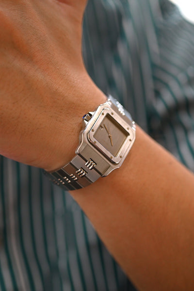 CARTIER カルティエ サントスカレ LMサイズ グレー ゴースト ステンレスモデル ゴドロンブレス Ref.2960 自動巻