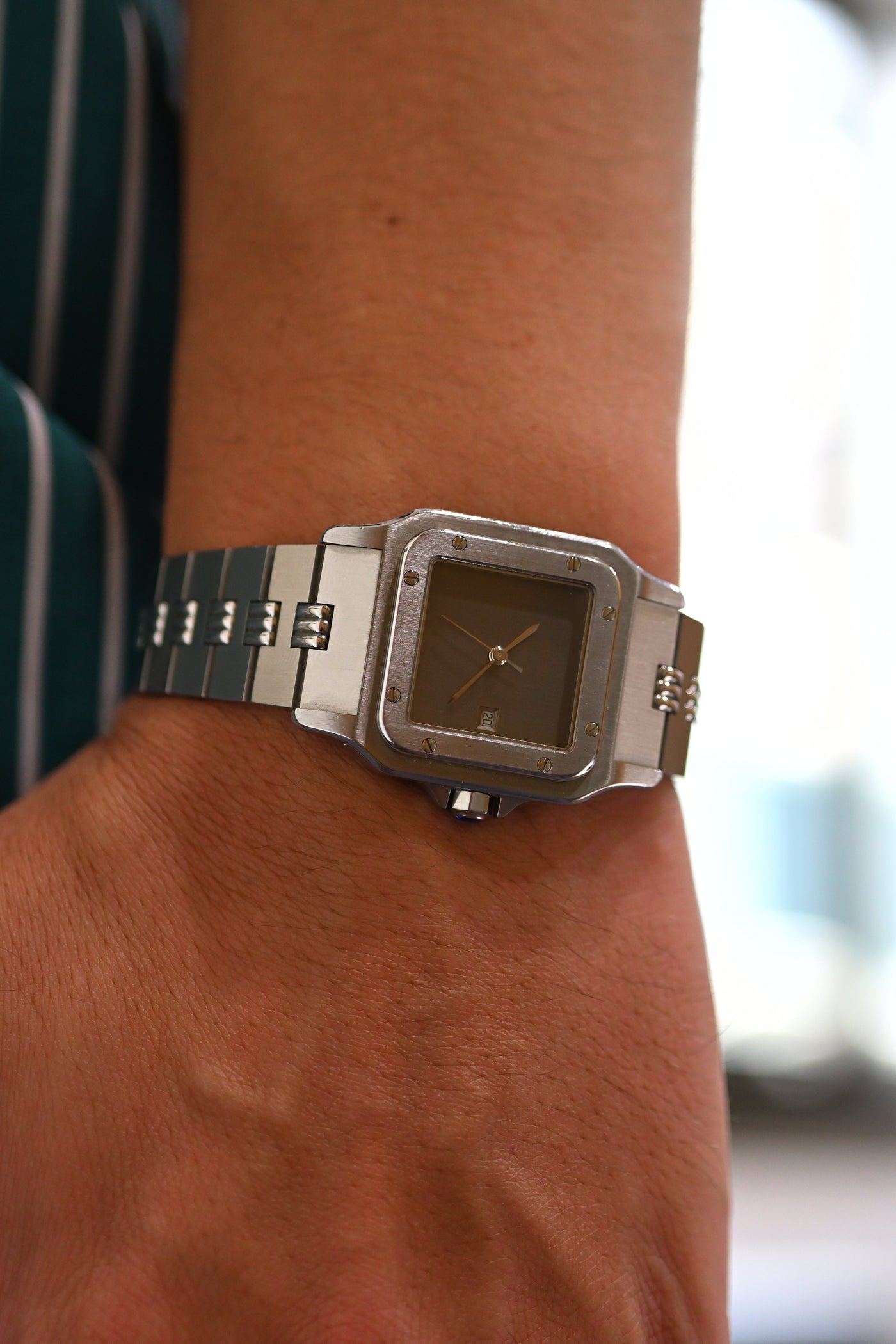 CARTIER カルティエ サントスカレ LMサイズ グレー ゴースト ステンレスモデル ゴドロンブレス Ref.2960 自動巻