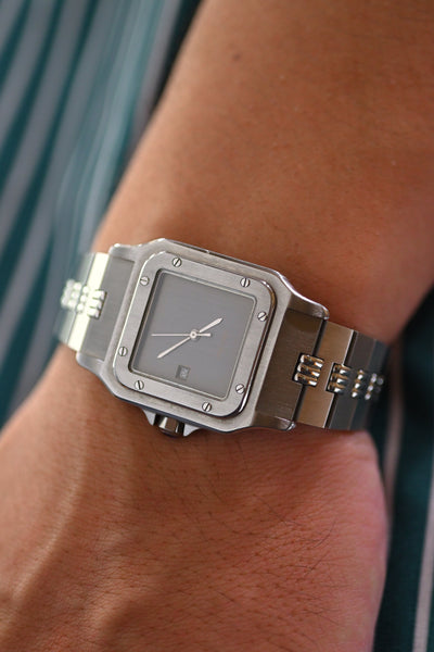 CARTIER カルティエ サントスカレ LMサイズ グレー ゴースト ステンレスモデル ゴドロンブレス Ref.2960 自動巻