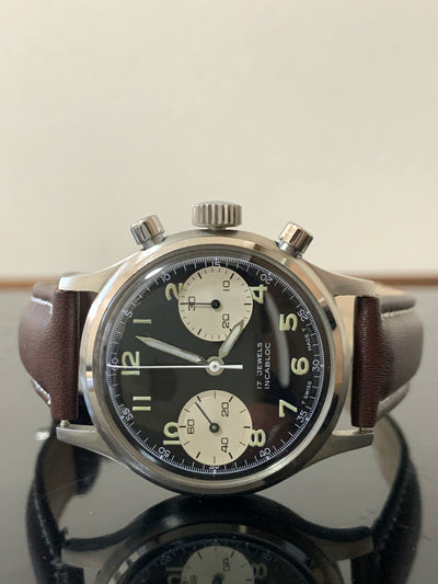 バルジューCal.23搭載　ブラックミラーアノニマス クロノグラフ腕時計