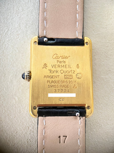 Must de Cartier Tank Vintage Watch LM Size Straight Roman Sterling Silver with 18K Vermeil