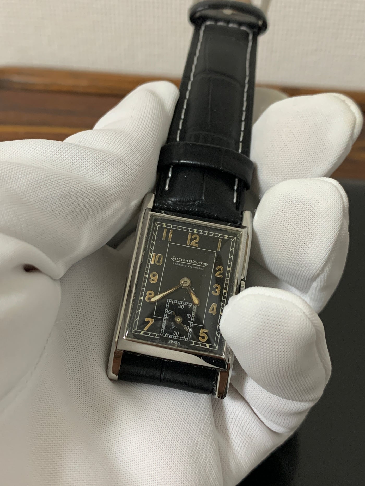 1943 Jaeger-LeCoultre rectangular hand-wound vintage watch