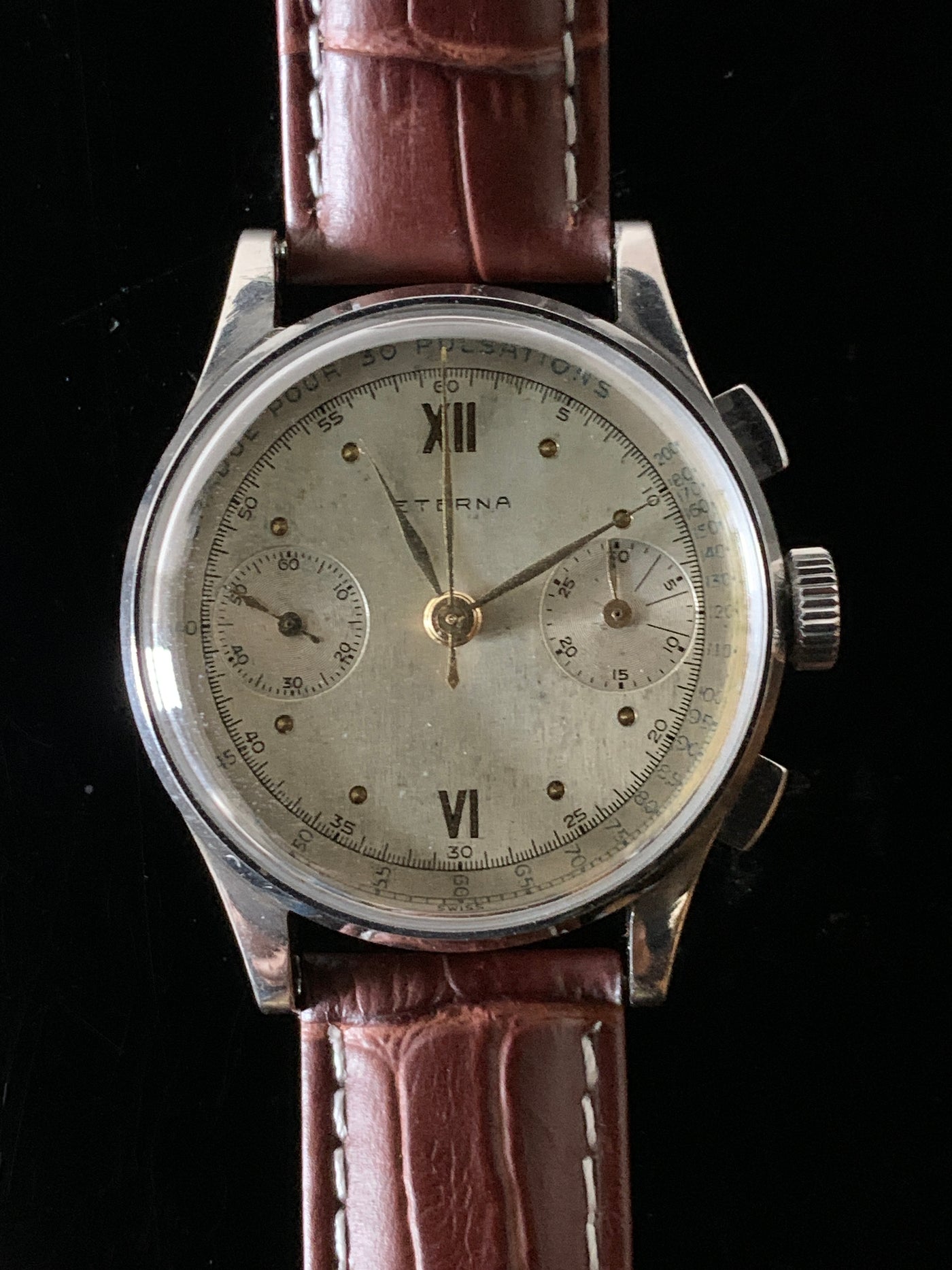 Eterna Roman Index Vintage Chronograph Wristwatch