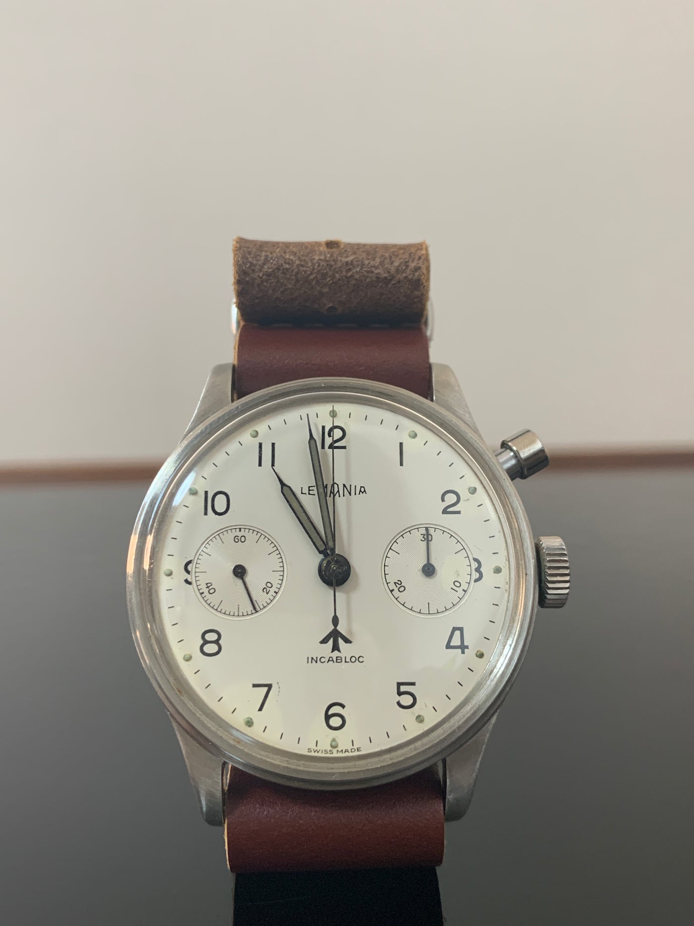 Lemania British Fleet Air Arm Chronograph Watch Vintage Military Watch