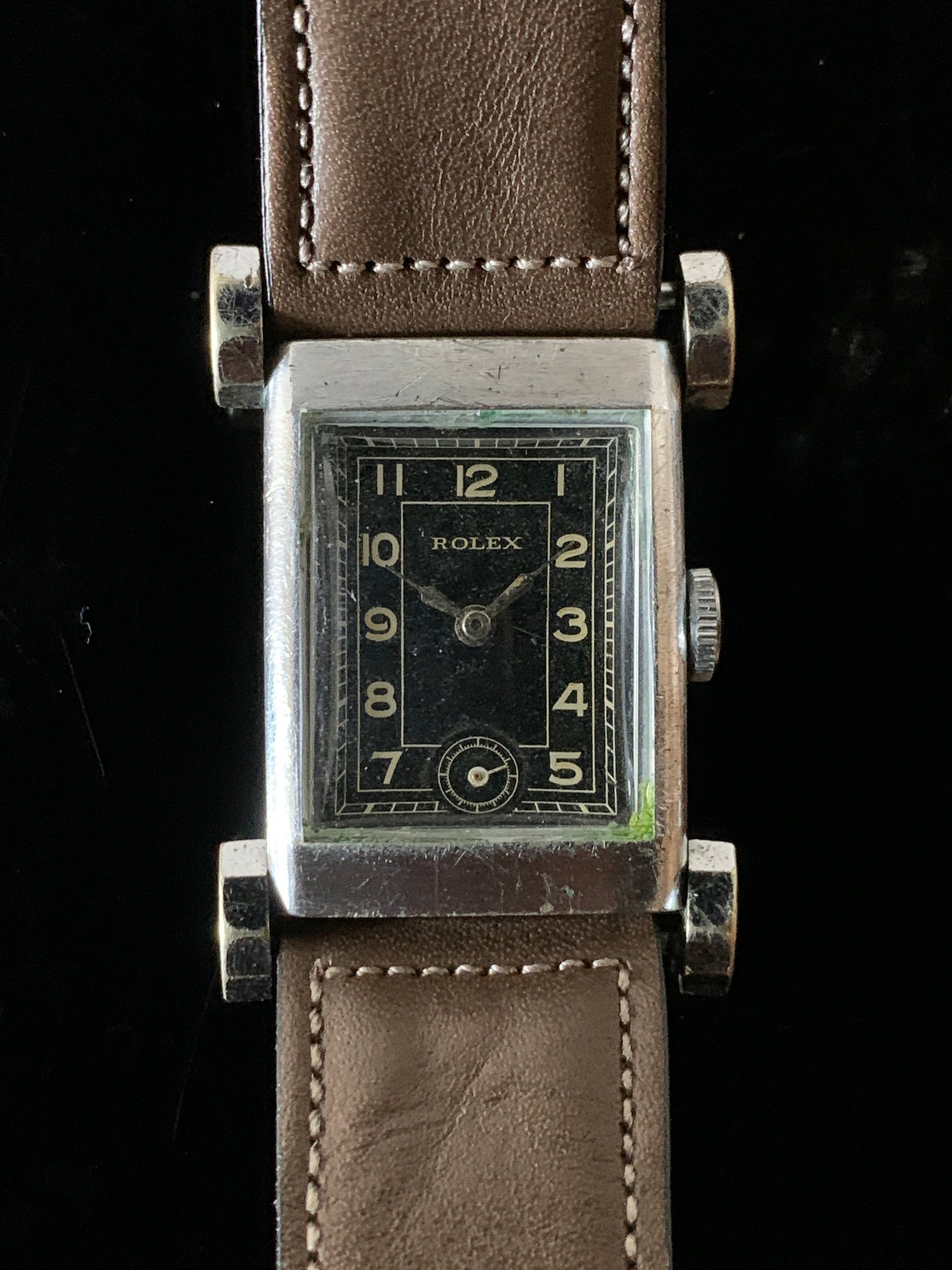 375 9金 9K アンティークウォッチ 腕時計 手巻き式 レクタンギュラー
