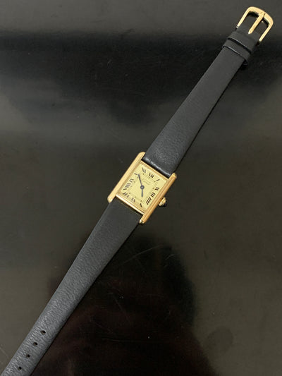 Cartier Must Tank Vermeil Watch for Women, Manual Winding SV925 Quartz Watch