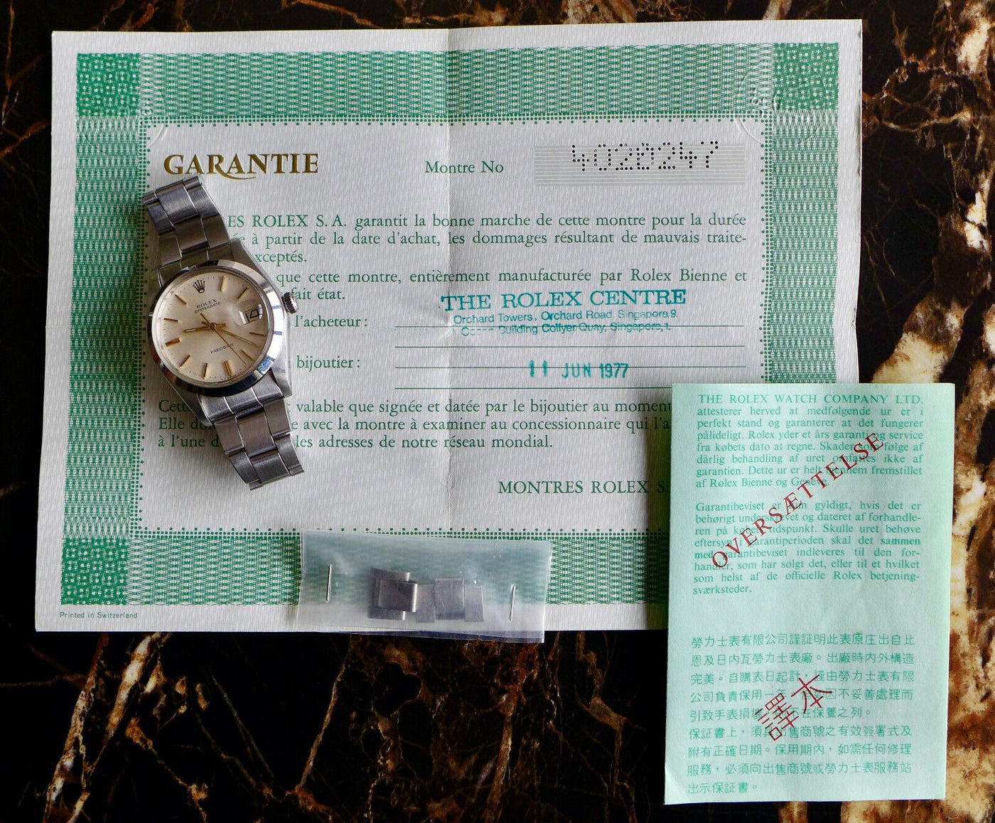 1975年製 ロレックス腕時計 オイスターデイト 34mm 1977年製 オリジナル サートスチール付き