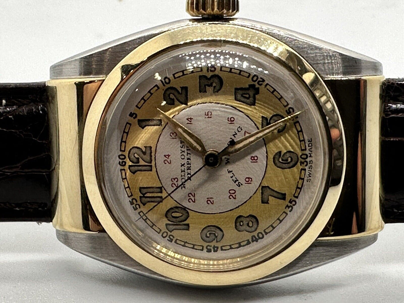 Rolex Watch 14k Gold x Stainless Steel Hooded Bubble Back