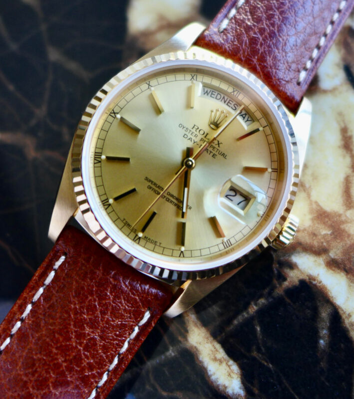 1986 Rolex Men's Oyster Perpetual Day Date Ref.18038 18K Gold