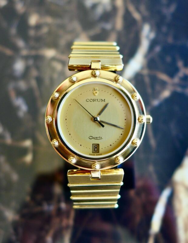 1980s Corum Men's Clipper Club 18K Gold Watch