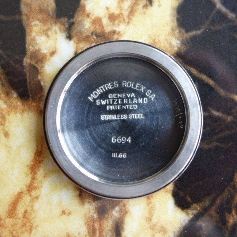 1966年製 ロレックス メンズ オイスターデイト Ref.6694 ブラックギルトダイヤル