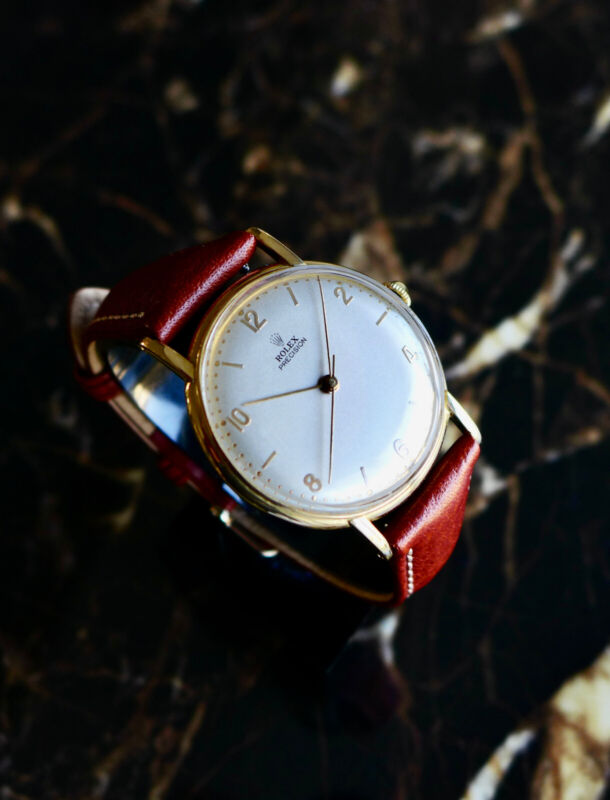 1950s Rolex Men's Precision Ref. 4222 Oversized 35mm 18K Gold Watch