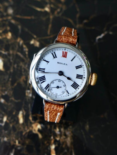 1916年製 ロレックス メンズ ミリタリー WW1 ミディアムサイズ オフィサー シルバー トレンチ 腕時計