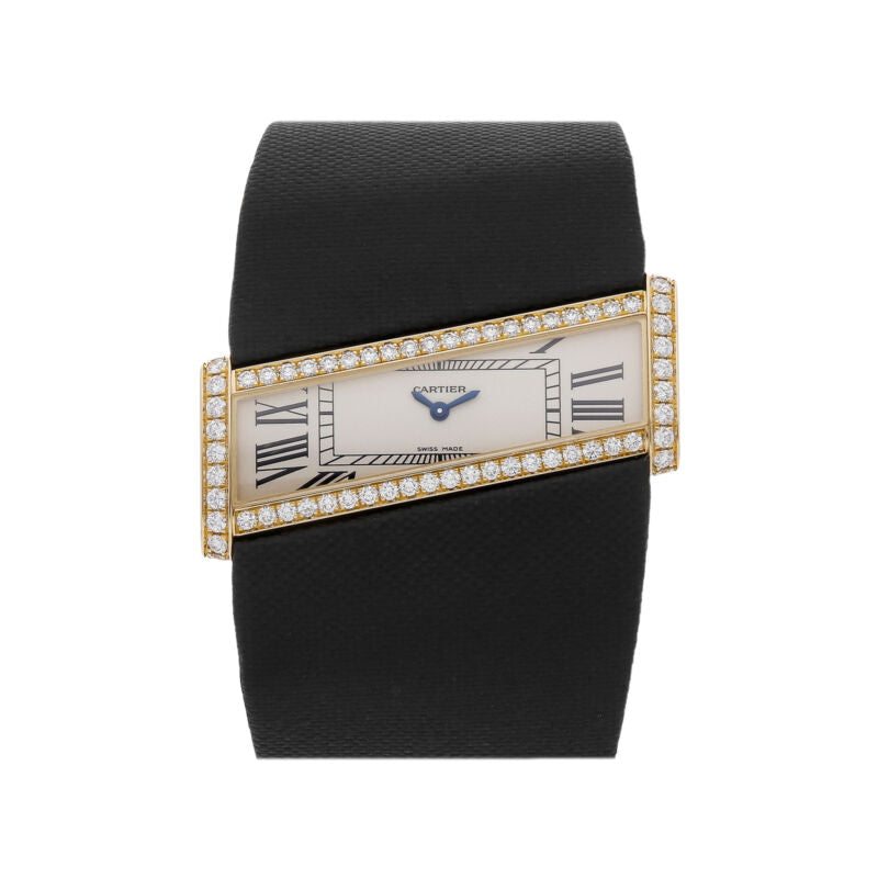 Cartier Diagonal Yellow Gold &amp; Diamond Model Ladies Quartz Watch