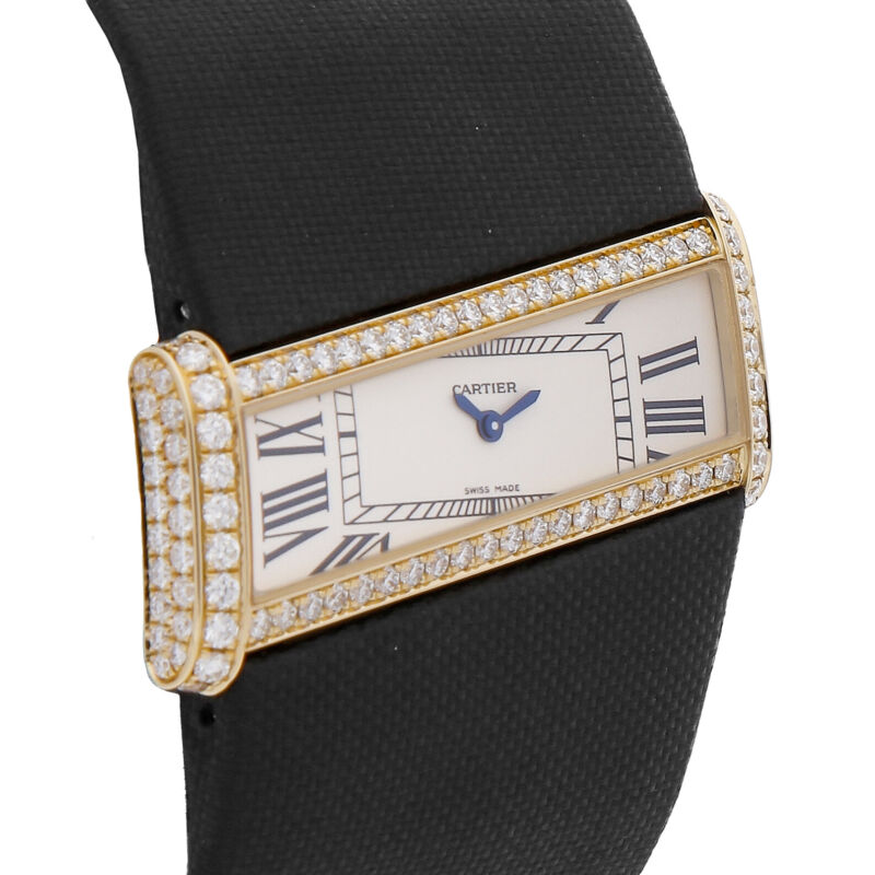 Cartier Diagonal Yellow Gold &amp; Diamond Model Ladies Quartz Watch